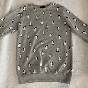 Oversized Holiday Penguin Sweater